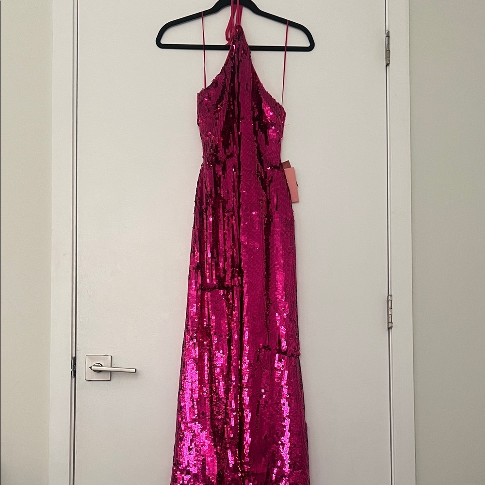Cult Gaia Pink Sequin Backless Dress